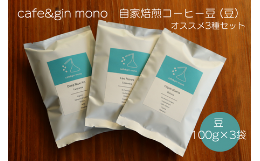 【ふるさと納税】cafe＆gin mono 自家焙煎スペシャルティコーヒー豆（豆）おすすめ3種セット