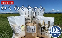 【ふるさと納税】《先行受付》【令和5年産 新米】 わくわくセット 計10kg 〔つや姫 ササニシキ ミルキークイーン はえぬき コシヒカリ 各