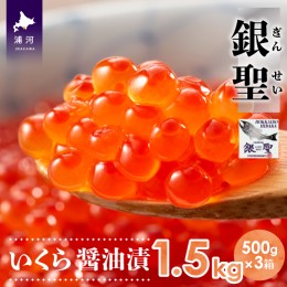 【ふるさと納税】前浜産 ブランド銀毛鮭(天然)「銀聖」いくら醤油漬(500g×3箱)[02-562]