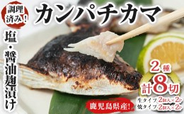 【ふるさと納税】486-1 カンパチカマ塩・醤油麹（こうじ）漬け８切［生タイプ・焼タイプ］