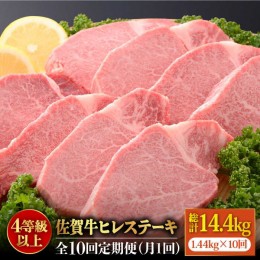 【ふるさと納税】【全10回定期便】受賞歴多数！老舗精肉店の佐賀牛ヒレステーキ180g×8枚 総計14.4kg [FBX020]