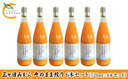 【ふるさと納税】三ヶ日みかん そのまま絞り 6本セット（720ml×6本セット） みかん ジュース 100%