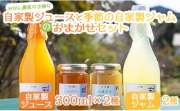 【ふるさと納税】みかん農家の手搾り自家製ジュース(300ml×2種)と季節の自家製ジャム(2種)のおまかせセット - 国産 飲料 濃縮2倍 柑橘 