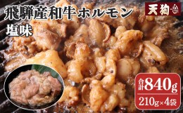 【ふるさと納税】飛騨産和牛ホルモン 塩味  210g×4袋 【冷凍】牛肉 牛ホルモン  しお味 天狗 味付き 味付け アウトドア バーベキュー