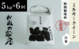 【ふるさと納税】【新米：令和5年産】プチプチ食感！特別栽培「ミルキークイーン」５K白米×6回