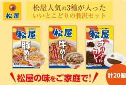 【ふるさと納税】松屋 牛めし 豚めし カレー 20個 セット 冷凍 カレー 牛丼 豚丼