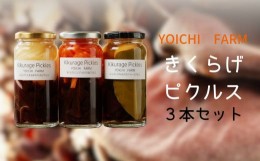 【ふるさと納税】【余市きくらげ】余市ファーム「きくらげピクルス」3本セット【栽培期間中、農薬不使用】