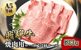 【ふるさと納税】『A5等級』飛騨牛焼肉用500g　ロース又は肩ロース肉【1432055】