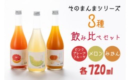 【ふるさと納税】DW-13　そのまんまシリーズ３種飲み比べセット（メロン・みかん・ピンクグレープフルーツ）