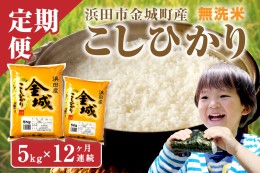 【ふるさと納税】【定期便】【令和5年産】無洗米 浜田市金城町産こしひかり ５kg×１２回コース 定期便 12回 新生活応援 定期便 お取り寄