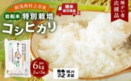 【ふるさと納税】【令和5年産米】HA4209 【精米即日発送】  障がい者応援品・令和5年産米 新潟県村上市桃川産 特別栽培 コシヒカリ 6kg（