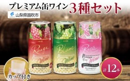 【ふるさと納税】プレミアム缶ワイン 赤 白 ロゼスパークリング  12本入 ３種飲み比べ モンデ酒造 177-4-022