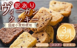 【ふるさと納税】訳あり ヴィーガンクッキー3種 合計9個 (プレーン味、ココア味、シナモン味) - ヴィーガン 焼き菓子 お菓子 スイーツ 洋