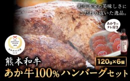 【ふるさと納税】あか牛 100％ハンバーグ 120g×6個 あか牛のたれ付き 熊本県産 あか牛 あかうし 三協畜産 《60日以内に出荷予定(土日祝