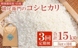 【ふるさと納税】【定期便】横尾衛門のコシヒカリ 白米 5kg×3回コース【定期便 定期 3回 米 お米 白米 精米 特別栽培米 低農薬 低化学肥