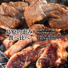 【ふるさと納税】AE304【島原の恵み食べ比べ】長崎牛「サガリ肉」西京味噌漬け 500g・雲仙もみじ豚「中落ちカルビ」スタミナ焼き 600g