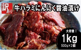 【ふるさと納税】【 訳あり 】 牛ハラミ 焼肉 1kg (500g×2) にんにく醤油漬け 牛肉 牛 ハラミ  肉 味付 冷凍 小分け 真空パック 簡単 調