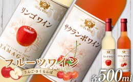 【ふるさと納税】大浦葡萄酒 フルーツワイン 「リンゴワイン・サクランボワイン」500ml×2本セット 『(有)大浦葡萄酒』ワイン 甘口 山形