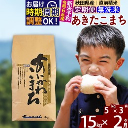 【ふるさと納税】※令和6年産 新米予約※《定期便2ヶ月》秋田県産 あきたこまち 15kg【無洗米】(5kg小分け袋) 2024年産 お届け周期調整可