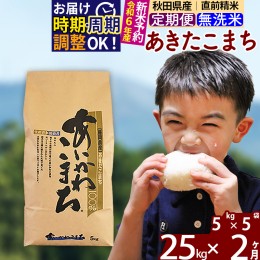 【ふるさと納税】※令和6年産 新米予約※《定期便2ヶ月》秋田県産 あきたこまち 25kg【無洗米】(5kg小分け袋) 2024年産 お届け周期調整可