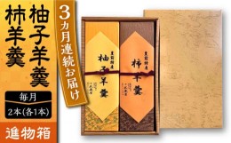 【ふるさと納税】【全3回定期便】【進物箱】柚子羊羹&柿羊羹 2本入り《豊前市》【武蔵屋】お中元 ギフト 贈り物 和菓子 饅 [VBU026]