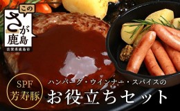 【ふるさと納税】【配送月が選べる】ハンバーグ ウインナー スパイス のお役立ち セット 芳寿豚 SPF豚 国産 佐賀県 鹿島市 B-401