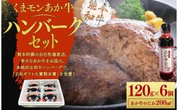 【ふるさと納税】くまモン あか牛 ハンバーグセット 120g×6個 あか牛のたれ 200ml付き