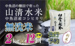 【ふるさと納税】【新米先行受付】【定期便／全12回】無洗米2kg　新潟県魚沼産コシヒカリ「山清水米」