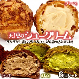 【ふるさと納税】天使のシュークリーム(プレーン・チョコ・抹茶) 約50g×6個セット(各2個) ｜ 手作り スイーツ  山形 FY23-681