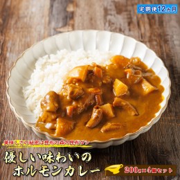 【ふるさと納税】【定期便 12ヶ月】優しい味わいのホルモンカレー 200g×4個（箱） | ホルモン 野菜 昆布 だし ダシ レトルト カレー レ