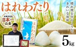 【ふるさと納税】【コメ鑑定技術日本一の山金】 青森県南部町産 特A はれわたり 5kg （令和5年産） F21U-343