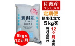 【ふるさと納税】【毎月定期便】佐渡羽茂産コシヒカリ 5kg(精米)　全12回