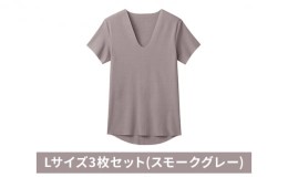 【ふるさと納税】グンゼ YG カットオフV ネックTシャツ【YN1515】Lサイズ3枚セット(スモークグレー) GUNZE [?5716-0501]