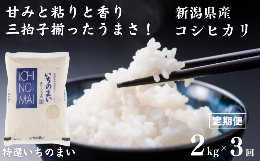 【ふるさと納税】【定期便】 新潟県産コシヒカリ「特選いちのまい」2？×3ヶ月 計6kg 米・食味鑑定士お墨付き 毎月精米したてを発送 こし