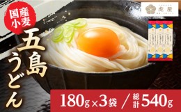 【ふるさと納税】【国産小麦】 五島の自然塩で作った 五島うどん （180g×3袋） うどん 麺 麺類 めん 塩 椿油 椿 国産 小麦 5000円 5千円