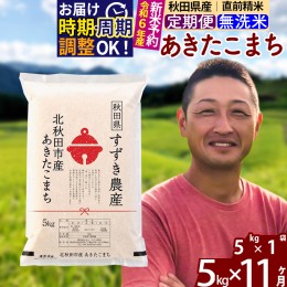 【ふるさと納税】※令和6年産 新米予約※《定期便11ヶ月》秋田県産 あきたこまち 5kg【無洗米】(5kg小分け袋) 2024年産 お届け周期調整可