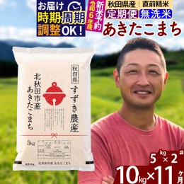 【ふるさと納税】※令和6年産 新米予約※《定期便11ヶ月》秋田県産 あきたこまち 10kg【無洗米】(5kg小分け袋) 2024年産 お届け周期調整