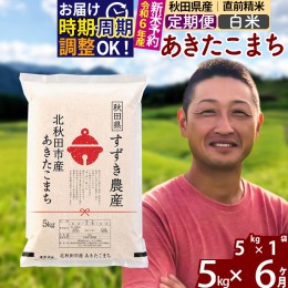 【ふるさと納税】※令和6年産 新米予約※《定期便6ヶ月》秋田県産 あきたこまち 5kg【白米】(5kg小分け袋) 2024年産 お届け周期調整可能 