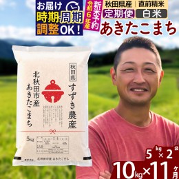 【ふるさと納税】※令和6年産 新米予約※《定期便11ヶ月》秋田県産 あきたこまち 10kg【白米】(5kg小分け袋) 2024年産 お届け周期調整可