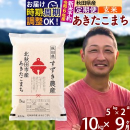 【ふるさと納税】※令和6年産 新米予約※《定期便9ヶ月》秋田県産 あきたこまち 10kg【玄米】(5kg小分け袋) 2024年産 お届け周期調整可能