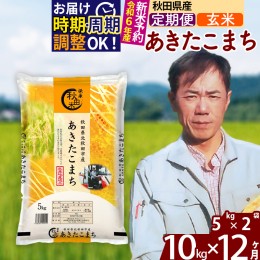 【ふるさと納税】※令和6年産 新米予約※《定期便12ヶ月》秋田県産 あきたこまち 10kg【玄米】(5kg小分け袋) 2024年産 お届け周期調整可