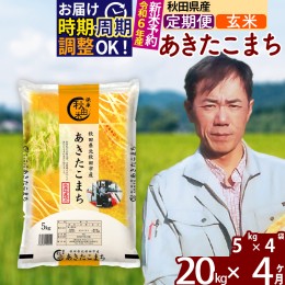 【ふるさと納税】※令和6年産 新米予約※《定期便4ヶ月》秋田県産 あきたこまち 20kg【玄米】(5kg小分け袋) 2024年産 お届け周期調整可能