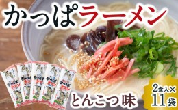 【ふるさと納税】P482-02 熊谷商店 かっぱラーメン2食入 (とんこつ味) 11袋