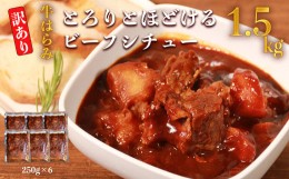 【ふるさと納税】【訳あり】具だくさん やわらか牛ハラミシチュー 250g×6パック 合計1.5kg