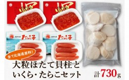 【ふるさと納税】大粒ほたて貝柱250g×1 いくらしょうゆ漬け120g×2 噴火湾産たらこ120g×2 丸鮮道場水産 小分け 食べ切り 食べきり 北海