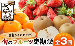 【ふるさと納税】定期便 3回 鹿島からお届け フルーツ 定期便 3ヶ月 果物 いちご イチゴ 苺 なし 梨 みかん 柑橘 くだもの セット 果実 