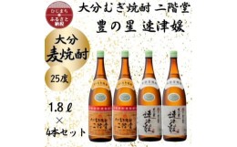 【ふるさと納税】大分むぎ焼酎　二階堂2本と速津媛2本25度(1800ml)4本セット【1455242】