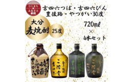 【ふるさと納税】大分むぎ焼酎　二階堂吉四六つぼ・吉四六びん・豊後路・やつがい(720ml)4本セット【1456144】