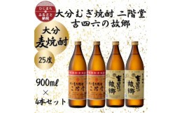 【ふるさと納税】大分むぎ焼酎　二階堂2本と吉四六の故郷2本25度(900ml)4本セット【1456954】