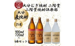 【ふるさと納税】大分むぎ焼酎　二階堂(900ml)2本と焼酎倶楽部(720ml)25度4本セット【1456982】